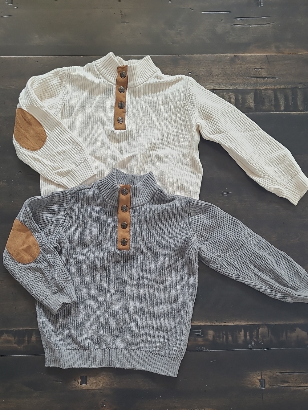 Set Of 2, Size 3, Gymboree Gray and Cream Ribbed Knit Sweaters